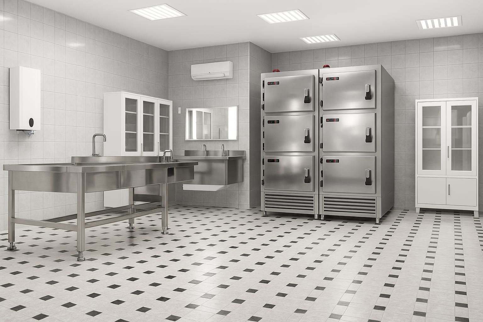 Üç üniteli morg soğutucu imalatı ve montajı. Dengeli sıcaklık dağılımı, düşük enerji tüketimi ve satış sonrası teknik servis desteği.