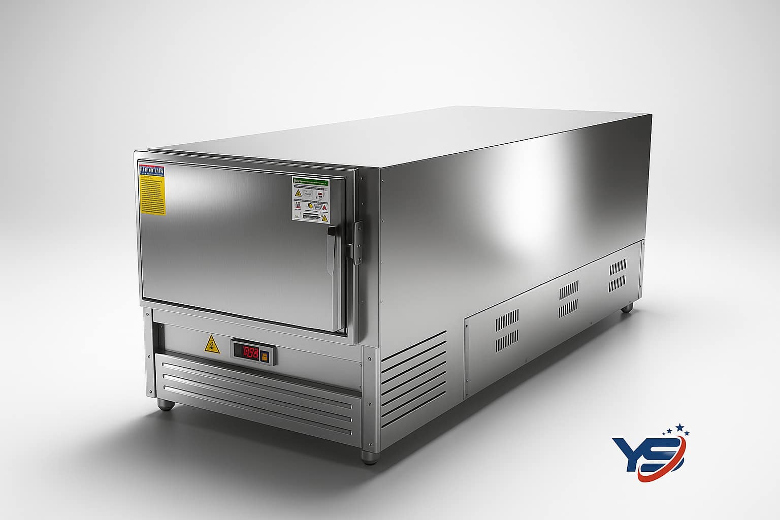 YS MORG 007 R-XLINE COOL, R290 gazlı yeni nesil kompresör, teleskopik konveyör sistemli sedye ve paslanmaz çelik gövdesiyle morg ve gasilhaneler için tasarlanmış bir üniteli profesyonel morg dolabıdır.