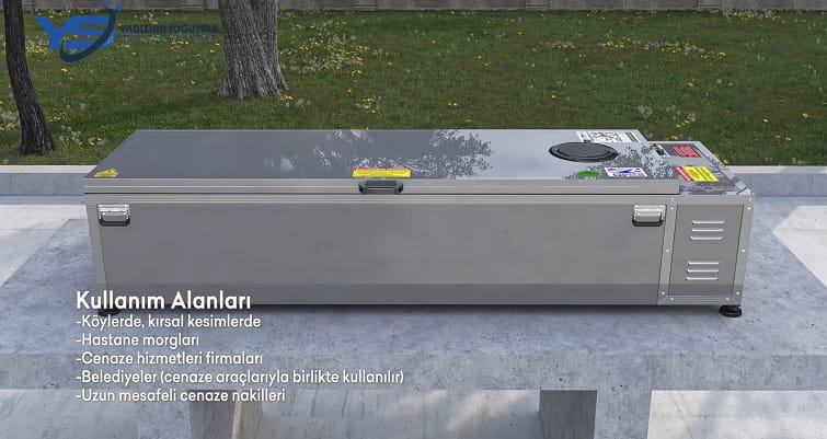 Kısa Ürün Tanıtımı Yıldız Soğutma Klimalı Tabut 785 Kcal CFX R-XLİNE Cooling, 230 cm uzunluk, 66 cm genişlik ve 44 cm yükseklik ölçülerinde, R290 gazlı yeni nesil rolbond soğutma sistemi ile donatılmış, krom paslanmaz çelik dış kaplama ve çelik konstrüksiyon karkas iskelet sayesinde yüksek dayanım sunan profesyonel bir cenaze soğutma ünitesidir. Gözetleme camlı kapak, cenazeyi kapağı açmadan yakınlara gösterebilme imkânı sağlayarak hem hijyen hem de psikolojik rahatlık sunar.