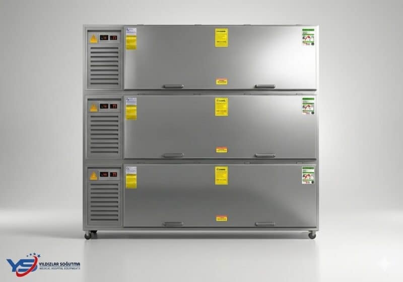 “CFX R-XLine Cooling çelik konstrüksiyon 3 üniteli yandan yüklemeli çift motorlu morg sistemi”