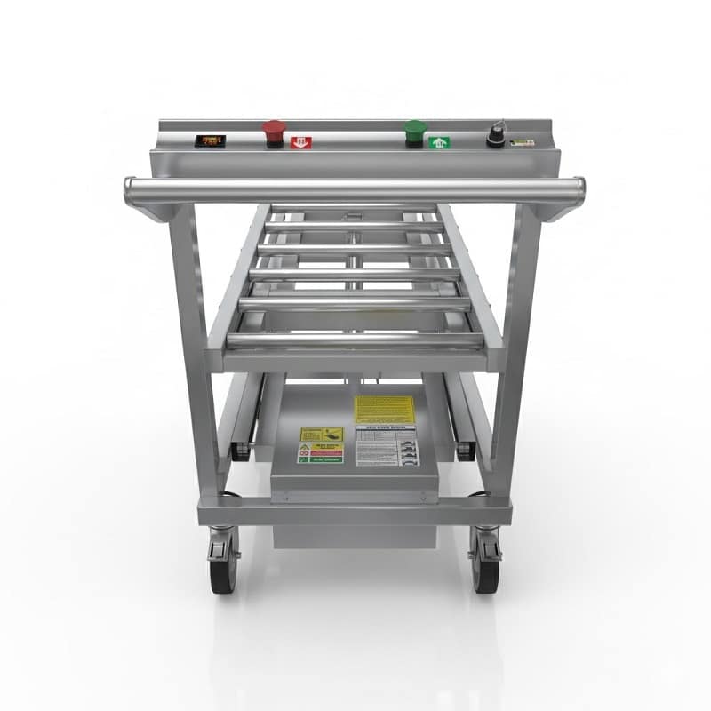 Kullanım Avantajları Elektrik kesintisinde dahi çalışır: Şarjlı akü sistemi sayesinde enerji kesildiğinde veya priz olmayan alanlarda işlemler aksamaz. 304 kalite paslanmaz gövde: Korozyona dayanıklı yapısıyla uzun ömürlü, hijyenik ve profesyonel görünüm sağlar. Ergonomik ve güvenli: 450–1665 mm arası geniş çalışma yüksekliği, personelin bel ve sırt sağlığını koruyarak konforlu kullanım sunar. Konveyörlü sistem ile hızlı transfer: Rulolu tabla cenazenin kabine, tabuta veya masaya sürtünmesiz ve zahmetsiz aktarılmasını sağlar. Sessiz ve stabil çalışma: Güçlü makas sistemi ve kaliteli tekerlekler ile titreşimsiz ve güvenli kaldırma. Kolay temizlik: Pürüzsüz 304 paslanmaz yüzeyler, dezenfektanlarla hızlıca temizlenir, hijyen standardını yükseltir.