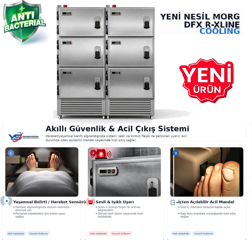 Morg dolabı çözümlerimiz; hastane, belediye ve adli birimler için hijyenik paslanmaz yapı, dijital sıcaklık kontrolü ve profesyonel kurulum/servis desteğiyle sunulur. 1’li-6’lı kapasite seçenekleriyle ihtiyaca göre ölçeklenir.Morg Dolabı Modelleri | 1’li 2’li 3’lü 4’lü 6’lı Morg Ünitesi Morg Dolabı | Paslanmaz, Dijital Kontrollü, Hızlı Teslimat Morg Ünitesi | Hastane ve Belediye İçin Morg Dolapları